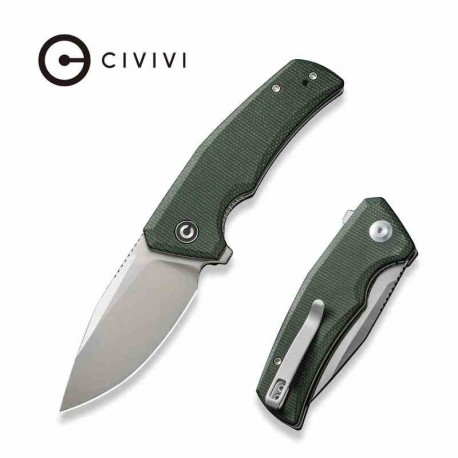 Couteau CIVIVI Regulatron Green Manche Micarta Lame Acier Nitro-V Satin IKBS Linerlock Clip CIVC230062 - Livraison Gratuite