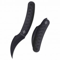Couteau Cavol Kage Black Titane Handle Lame Acier M390 IKBS Linerlock Etui Cuir CVLC03DW - Livraison Gratuite