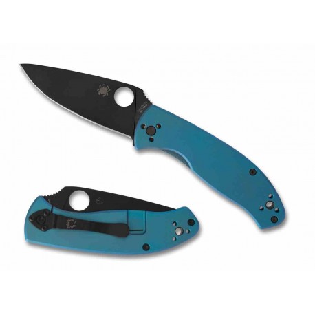Couteau Spyderco Tenacious Blue Titane Lame Acier 8Cr13MoV Framelock Clip SC122TIBLBKP - Livraison Gratuite