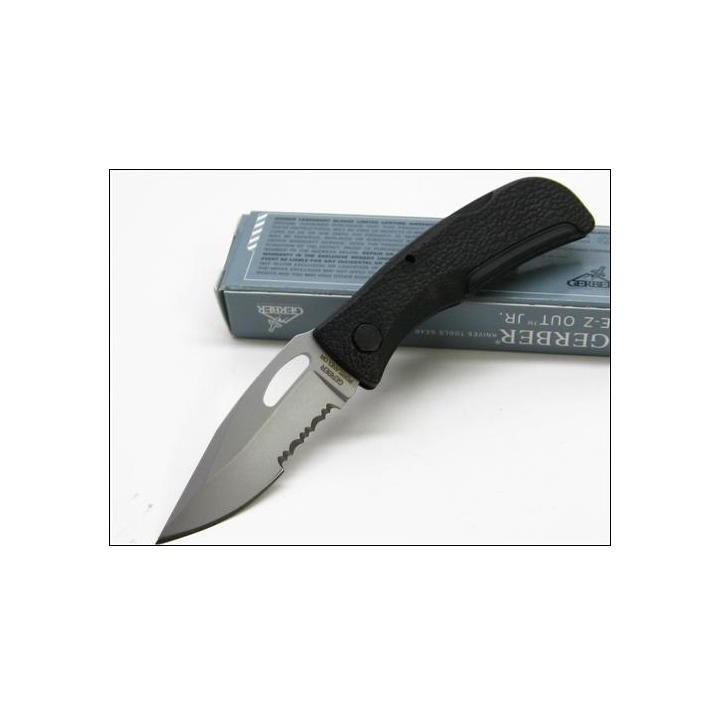 Couteau Gerber E-Z Out Junior Acier Carbone/Inox Serrated Manche Zytel Made In USA G6551 - Livraison Gratuite