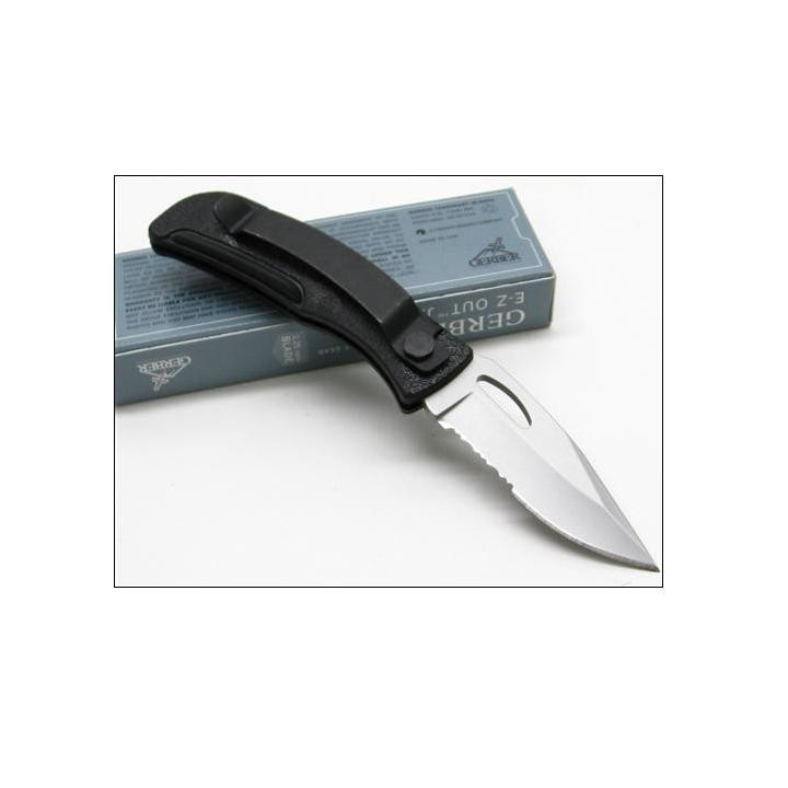 Couteau Gerber E-Z Out Junior Acier Carbone/Inox Serrated Manche Zytel Made In USA G6551 - Livraison Gratuite