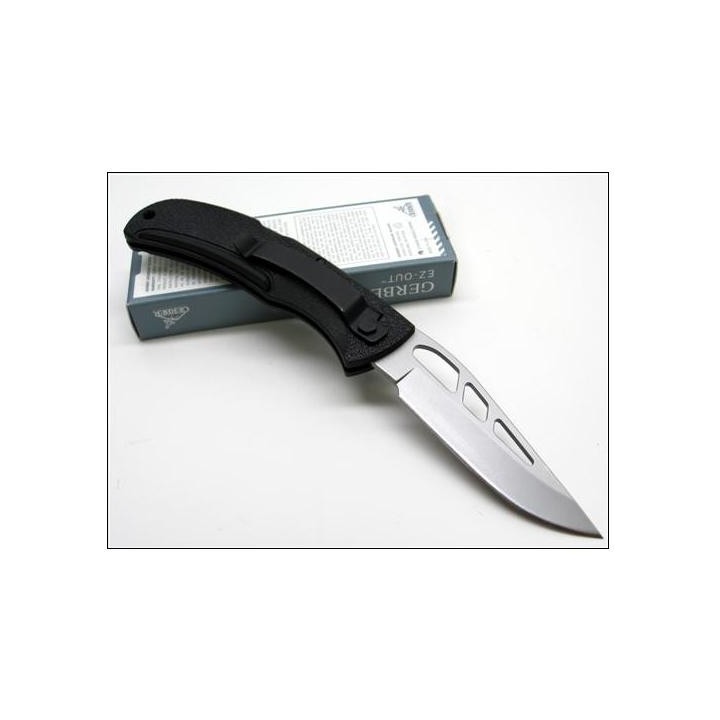 Couteau Gerber E-Z Out Plain Acier Carbone/inox Manche Zytel Made In USA G6701 - Livraison Gratuite