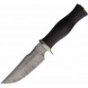 Couteau de Chasse Fox-N-Hound Damas Lame Fixe 256 Couches Manche Bois Etui Cuir FH123 - Livraison Gratuite