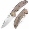 Couteau Kansept Rei Orange Peel Bronze Manche Titane Lame Acier CPM-20CV Drop Point IKBS Framelock K1061A2 - Livraison Gratuite