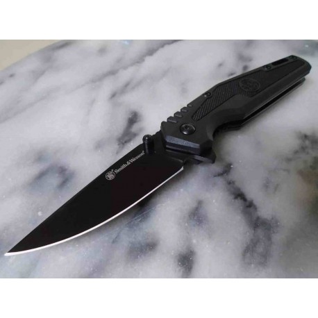 Couteau Smith&Wesson SWAT A/O Lame Acier Carbone Manche Polymère IKBS Clip Linerlock SW1205909 - Livraison Gratuite