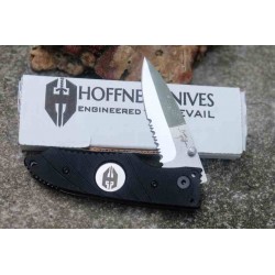 Couteau Hoffner Knives Snap Black Manche G10 Serrated Lame Acier VG-10 Clip Linerlock ATA23 - Livraison Gratuite