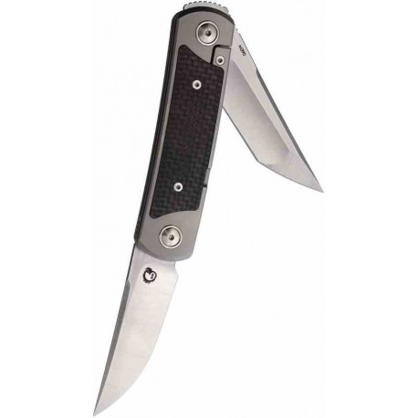 Couteau Yan Knives EMW Manche Titane/Fibre de Carbone 2 Lames Acier M390 Framelock YKEMWCF - Livraison Gratuite