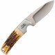 Couteau Browning Buckmark Hunter Bone Lame Acier 8Cr13MoV Manche Os Etui CUir BR0509B - Livraison Gratuite
