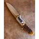 Couteau Browning Buckmark Hunter Bone Manche Os Lame Acier 8Cr13MoV Linerlock Clip BR0500B - Livraison Gratuite