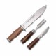 Set de 3 Pièces Bowie + Fourchette + Couteau Dépecer Lame Acier Inox Manche Bois Etui CUir AH020 - Livraison Gratuite