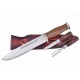 Set de 3 Pièces Bowie + Fourchette + Couteau Dépecer Lame Acier Inox Manche Bois Etui CUir AH020 - Livraison Gratuite