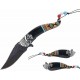 Lot de 2 Couteau Semi Automatique Indien Native Spirit Chef Lame Acier Inox Manche Avec Perles STT27026BK - Livraison Gratuite