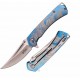 Couteau S-TEC Framelock A/O Blue Lame Acier Inoxydable Manche Acier Framelock Clip STT27207BL - Livraison Gratuite