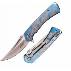 Couteau S-TEC Framelock A/O Blue Lame Acier Inoxydable Manche Acier Framelock Clip STT27207BL - Livraison Gratuite
