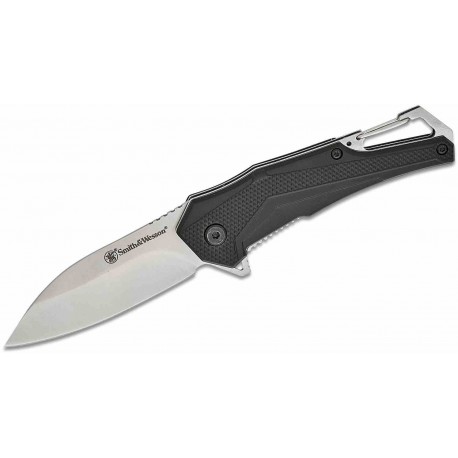 Couteau Smith&Wesson Oasis Carabiner Lame Acier 8Cr Manche Aluminium Linerlock Clip SW1208418 - Livraison Gratuite