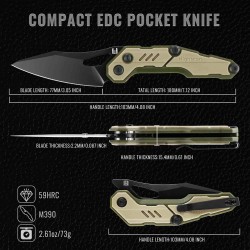 Couteau Hightron SPECTRON Lame Acier M390 Sheepsfoot Manche FRN Axis Lock Clip HTK04KHK - Livraison Gratuite