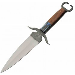 Couteau Dague Manta Hunter Lame Forgée Acier 1045 Manche Bois Etui Cuir PA4460 - Livraison Gratuite