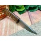 Couteau de Chasse Lame Acier Damas 256 Couches Manche Bois Etui Cuir DM1218 - Livraison Gratuite