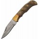 Couteau de Chasse Damas Pliant Lame Damas Manche Corne de Bélier Étui Cuir DM1385 - Livraison Gratuite