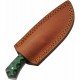 Couteau Skinner Lame Acier Damas 256 Couches Manche Bois Green/Black Etui Cuir DM1404GN - Livraison Gratuite