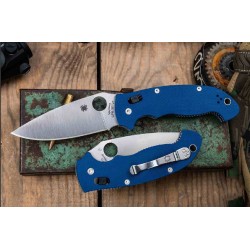 Couteau Spyderco Manix 2 XL Lame Acier CPM SPY27 Manche G10 Bleu Ball Bearing USA SC95GPCBL2 - Livraison Gratuite
