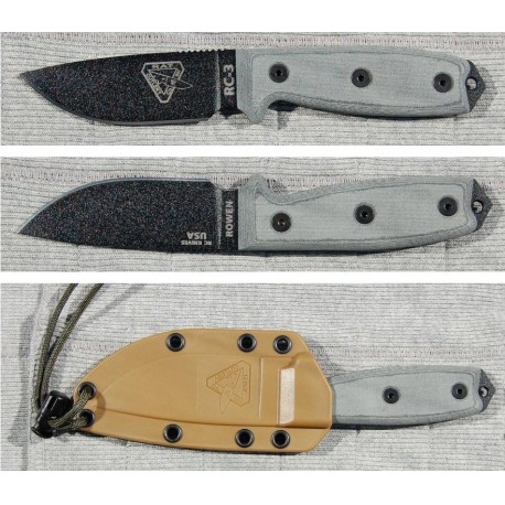 ESEE Knives RAT Cutlery RC-3 Knife w/ Molle Coyote COUTEAU DE COMBAT - RC3P - Made In USA 