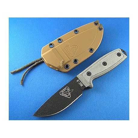 Couteau de Survie ESEE Model 3 Standard Edge RC3 Carbone 1095 Manche Micarta ESEE Made In USA RC3PM - Livraison Gratuite