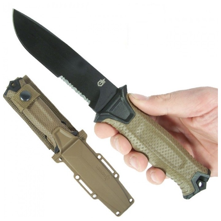 Couteau Tactical/Survival Gerber Strongarm Coyote Acier 420HC Manche Fibre Glass Made USA G1059 - Livraison Gratuite