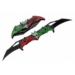 Couteau Pliant A/O Rite Edge Laughing Joker 2 Lame Acier Inox Manche Rouge & Vert Liner Lock CN300609JK - Livraison Gratuite