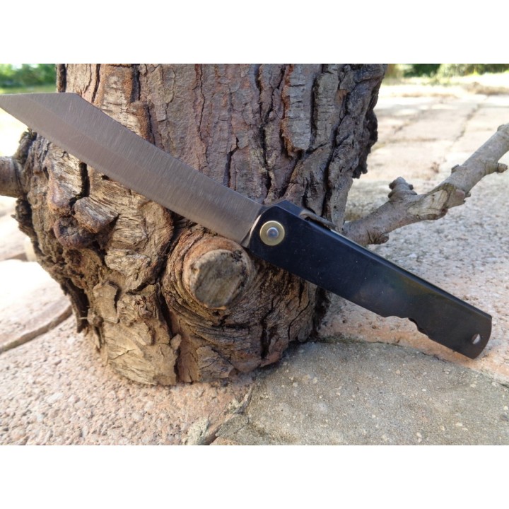 Nagao Higonokami Couteau Higonokami pliant Fabriqué au Japon Acier SK 3 Couches HIGO07BL - Livraison Gratuite