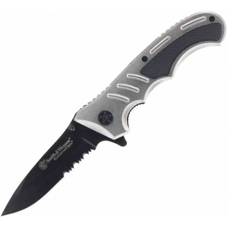 Couteau Smith&Wesson Extreme Ops Lame Acier 7Cr17MoV Serr Manche Alu Linerlock SW1207131 - Livraison Gratuite