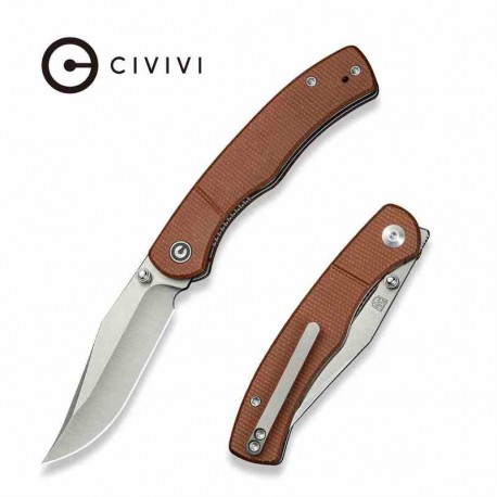 Couteau CIVIVI Clingman Brown Lame Clip Point Acier Nitro-V Manche Micarta IKBS Liner Lock CIVC230653 - Livraison Gratuite