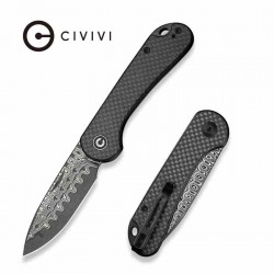 Couteau CIVIVI Elementum Slipjoint Lame Damas Drop Point Manche Fibre de Carbone Clip C18062AJDS1 - Livraison Gratuite