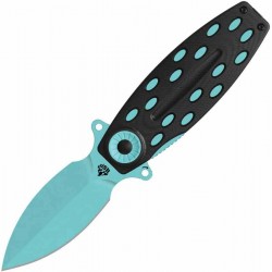 Couteau QSP Beetle Blue Lame Acier 14C28N Spear Point Manche G-10 Noir IKBS Linerlock QS162E - Livraison Gratuite