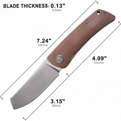 Couteau Petrified Fish Flavorist Brown Lame Cleaver Acier K110 Satin Manche Micarta Liner Lock PFKE05BRMP - Livraison Gratuite