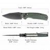 Couteau TRIVISA Hornet-04G Green Axis Lock Lame Drop Point Acier 14C28N Manche Micarta IKBS TVJM01GM14 - Livraison Gratuite