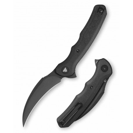 Couteau TRIVISA Lacerta-04B Black Lame Karambit Acier 14C28N Black Manche Micarta Linerlock IKBS TVTY19BM14 - Livraison Gratuite