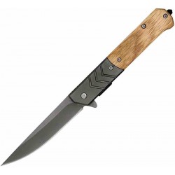 Lot de 3 Couteau ElitEdge A/O Bois Lame Acier 420C Manche Bois Marron Brise-Vitres Linerlock EE10A106WD - Livraison Gratuite