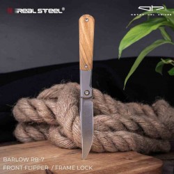 Couteau Real Steel Barlow RB-7 Lame Acier S35VN Manche Titane & Micarta Naturel FrameLock IKBS RS7892 - Livraison Gratuite