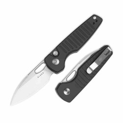 Couteau Kizer Parakeet Black Lame Sheepsfoot Acier Nitro-V Satin Manche Alu Button Lock Clip KIV2706A4 - Livraison Gratuite