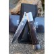 Lot de 2 Couteau ElitEdge Dague Pliant Lame Acier 440C Manche Bois Lockback Etui Nylon EE10001DW - Livraison Gratuite