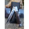 Lot de 2 Couteau ElitEdge Dague Pliant Lame Acier 440C Manche Bois Lockback Etui Nylon EE10001DW - Livraison Gratuite