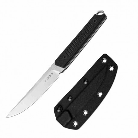 Couteau Kwaiken Lame Trailing Point Acier Nitro-V Manche G10 Black Etui Kydex KI1066A4 - Livraison Gratuite