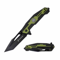 LOT DE 2 Couteau USMC Marine A/O Black/Green Lame Tanto Acier 3Cr13 Manche FRN Brise-Vitres Clip USMA3001GN - Livraison Gratuite