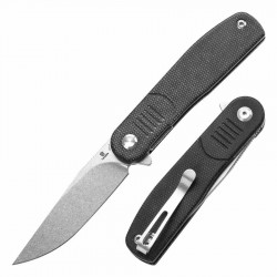 Couteau Pliant Tenable Einar Black Lame Drop Point Acier Nitro-V SW Manche Micarta Liner Lock Clip T2072A3 - Livraison Gratuite