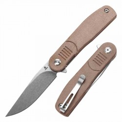 Couteau Pliant Tenable Einar Brown Lame Drop Point Acier Nitro-V SW Manche Micarta Liner Lock Clip T2072A5 - Livraison Gratuite