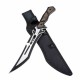 Couteau Tech Lame Tanto Acier 3Cr13MoV Manche Bois Noir/Marron Etui Nylon MTFIX003BK - Livraison Gratuite