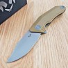 Couteau Damned Designs Cerberus Tan Lame Clip Point Acier 14C28N Manche G-10 KIVT Linerlock DMN005GT - Livraison Gratuite