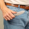 Couteau Flytanium BEEF Crossbar Lock Lame Drop Point Acier D2 Manche G-10 Gray FLY1386GSS - Livraison Gratuite