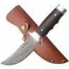 Couteau Elk Ridge Lame Upswept Damas Manche Bois Garde et Pommeau Acier Inoxydable Etui Cuir ERFIX116DM - Livraison Gratuite
